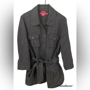 ISLAND Company belted gray linen jacket.